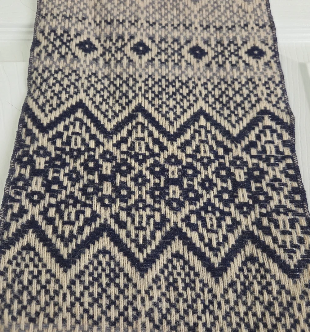 Vintage!!! Wool Geometric Patterned Knit Men Scarf